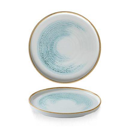 Churchill Homespun Accents Aquamarine bord met rand 21 cm – turquoise bord voor de horeca