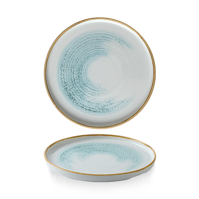 Churchill Homespun Accents Aquamarine bord met rand 21 cm – turquoise bord voor de horeca