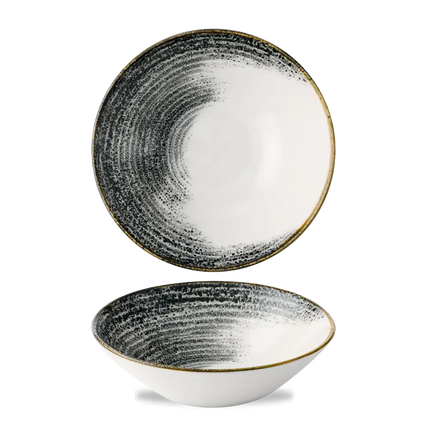 Churchill Homespun Accents Black stapelbare diepe kom Ø 22,2 cm – zwart porseleinen kom voor horeca