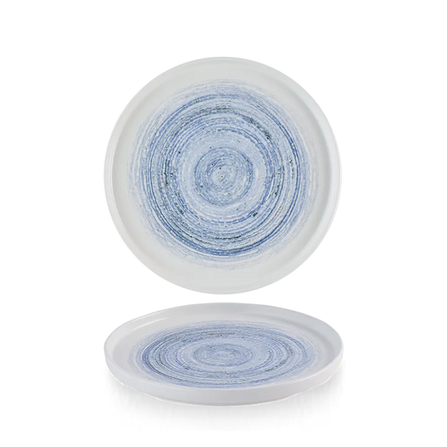 Churchill Elements Coast bord met rand Ø 15,7 cm – klein gemêleerd blauw bord voor horeca