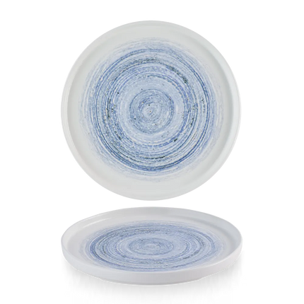 Churchill Elements Coast bord met rand Ø 26 cm – groot gemêleerd blauw bord voor horeca