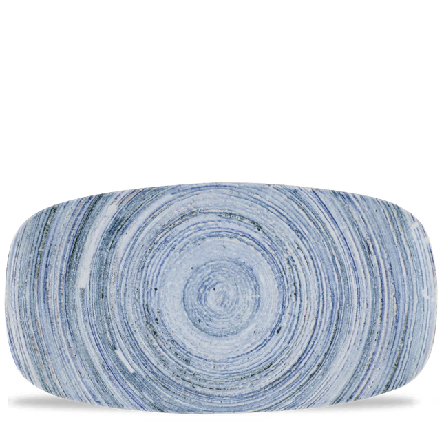Churchill Elements Coast chef's ovaal bord 35,5x18,9 cm – groot gemêleerd blauw bord voor restaurants
