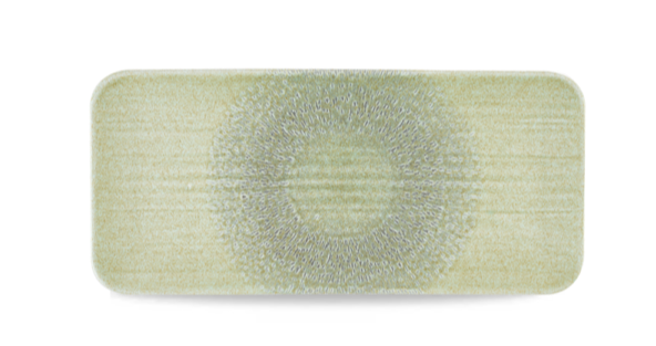 Dudson Harvest Green organische rechthoekige serveerschaal 34,4x15,6 cm – groen porselein voor de horeca
