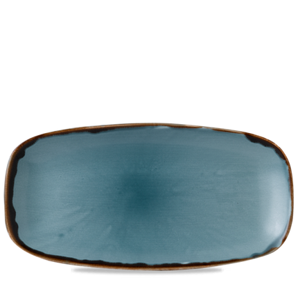 Dudson Harvest Blue langwerpig chef-bord 35,5x18,9 cm – blauw porselein voor restaurants