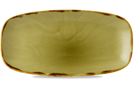 Dudson Harvest Green langwerpig chef-bord 35,5x18,9 cm – groen porselein voor restaurants