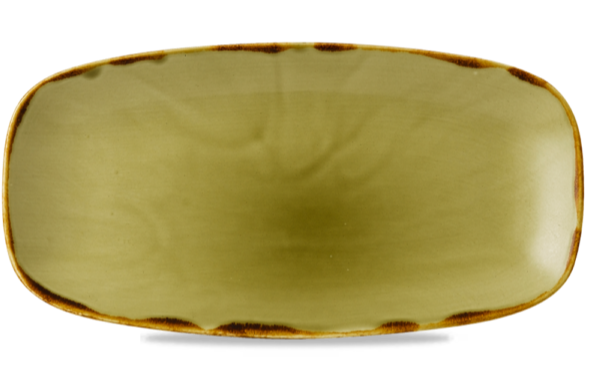 Dudson Harvest Green langwerpig chef-bord 35,5x18,9 cm – groen porselein voor restaurants