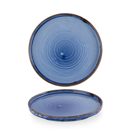 Dudson Harvest Indigo bord met opstaande rand 21 cm – indigoblauw porseleinen bord voor de horeca