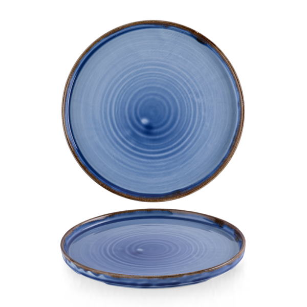 Dudson Harvest Indigo bord met opstaande rand 26 cm – indigoblauw porseleinen bord voor restaurants