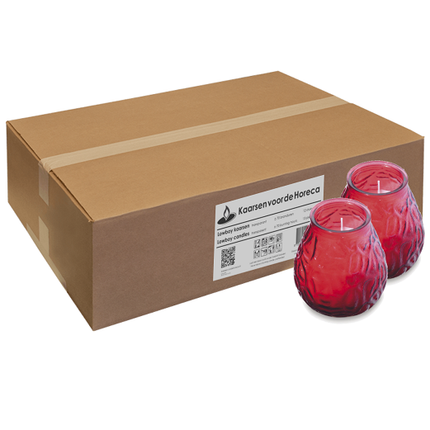 Bolsius Lowboy rood 50 uur – doos met 12 lage sfeerlichten voor restaurant en events