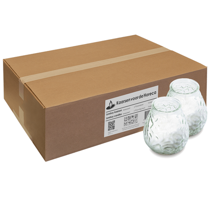 Bolsius Lowboy transparant 50 uur – doos met 12 lage sfeerlichten voor tafeldecoratie