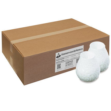 Bolsius Lowboy wit 50 uur – doos met 12 lage sfeerkaarsen voor restaurant en bar