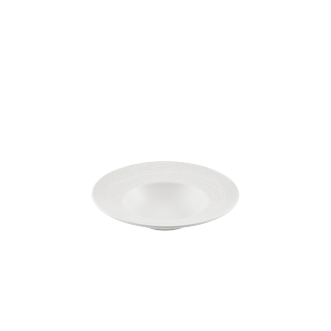 Churchill Inked Elements Ice kom met brede rand 24 cm – ijswit porseleinen kom voor hoofdgerechten