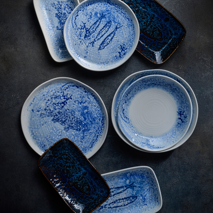Churchill Inked Fresco Blue diepe kom 25 cm – blauw porseleinen kom voor restaurants