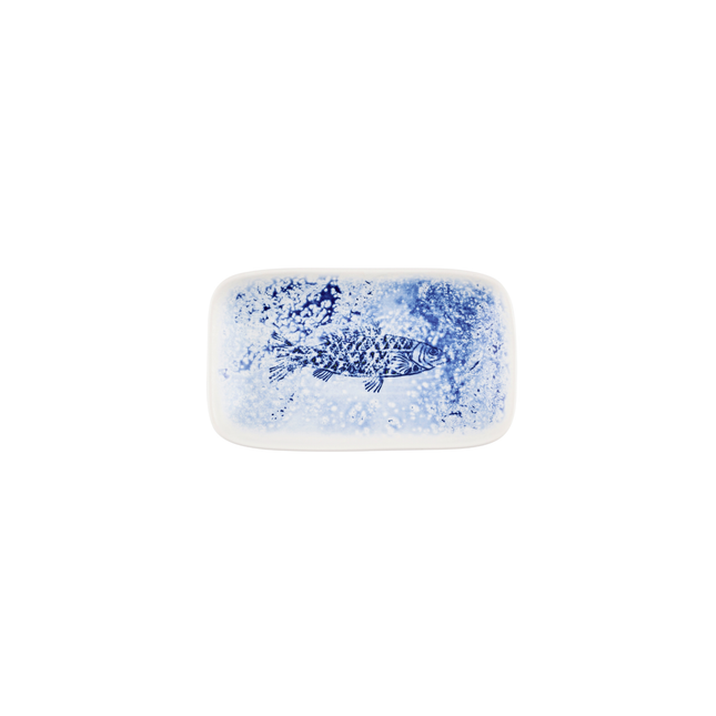 Churchill Inked Fresco Blue diepe schaal 22 x 13 cm – blauw porseleinen serveerschaal voor voorgerechten en tapas