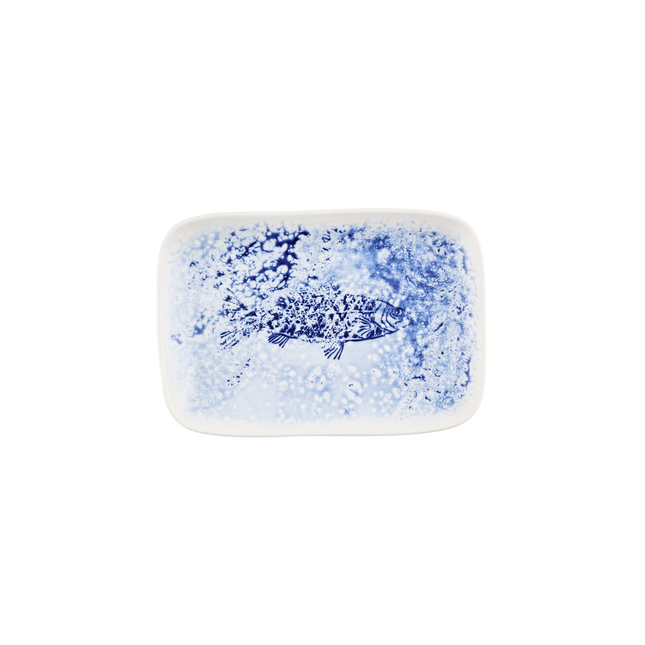 Churchill Inked Fresco Blue diepe schaal 28 x 18 cm – blauw porseleinen serveerschaal voor koffie en thee