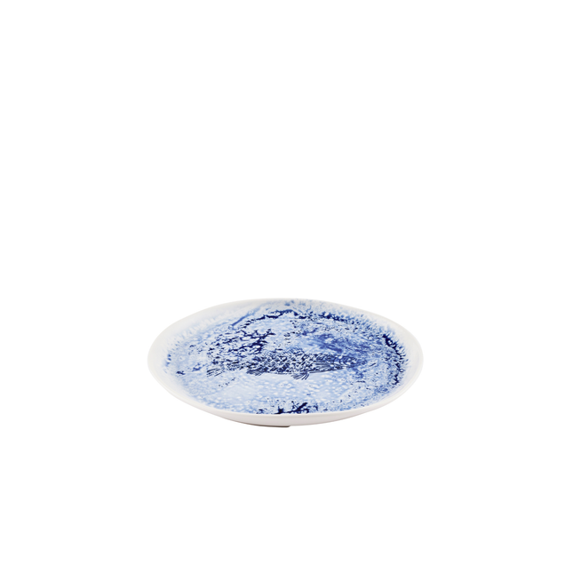 Churchill Inked Fresco Blue organisch bord 25,5 cm – blauw porseleinen bord voor bijgerechten