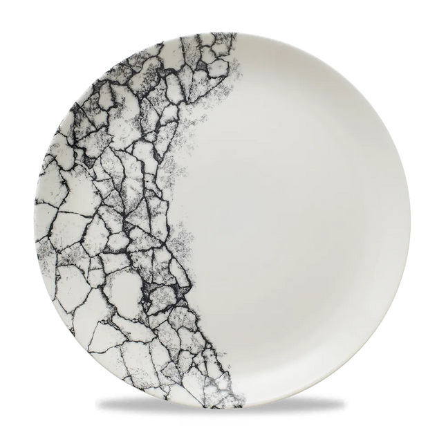 Churchill Kintsugi Accents Quartz Black Evolve coupebord – zwart randloos bord voor de horeca
