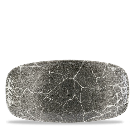Churchill Kintsugi Black chef's ovaal bord – langwerpig zwart bord met goudaccent voor horeca