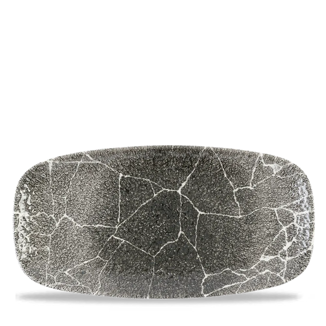 Churchill Kintsugi Black chef's ovaal bord – langwerpig zwart bord met goudaccent voor horeca