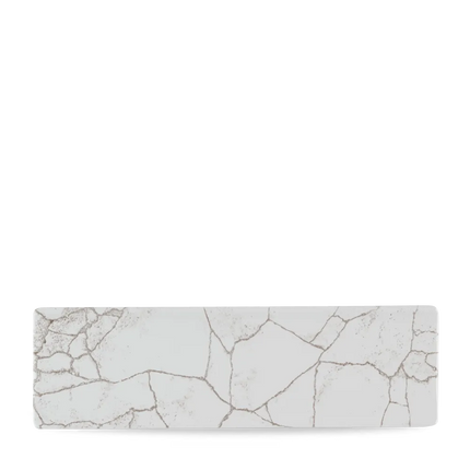 Churchill Studio Prints Kintsugi Agate Grey ovaal bord 30x9 cm – langwerpig grijs patroonbord voor restaurants