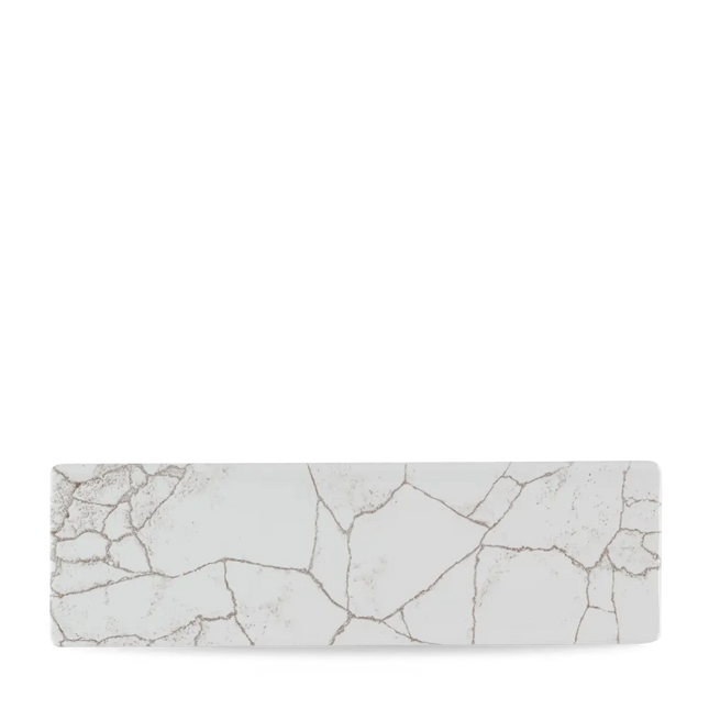 Churchill Studio Prints Kintsugi Agate Grey ovaal bord 30x9 cm – langwerpig grijs patroonbord voor restaurants