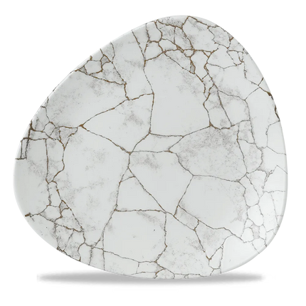 Churchill Studio Prints Kintsugi Agate Grey Lotus bord 25 cm – grijs bord met golfrand voor restaurants