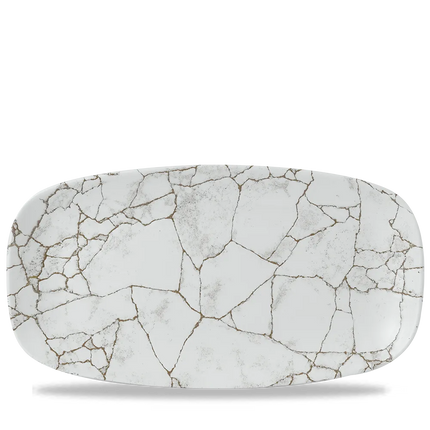 Churchill Studio Prints Kintsugi Agate Grey chef's langwerpig bord 35 cm – groot grijs serveerbord