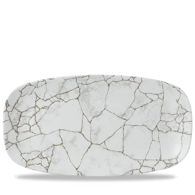 Churchill Studio Prints Kintsugi Agate Grey chef's langwerpig bord 35 cm – groot grijs serveerbord