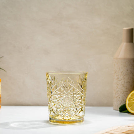 Onis ICON Pale Yellow D.O.F. glas 355 ml close-up geel tumbler professioneel horecaglas