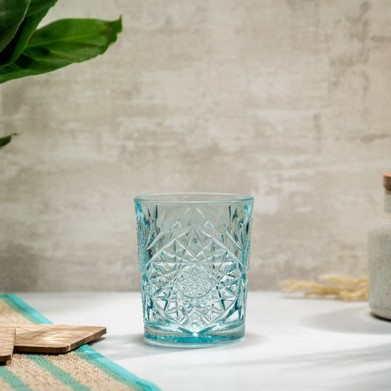 Onis ICON Sky Blue D.O.F. glas 355 ml close-up blauw tumbler professioneel horecaglas