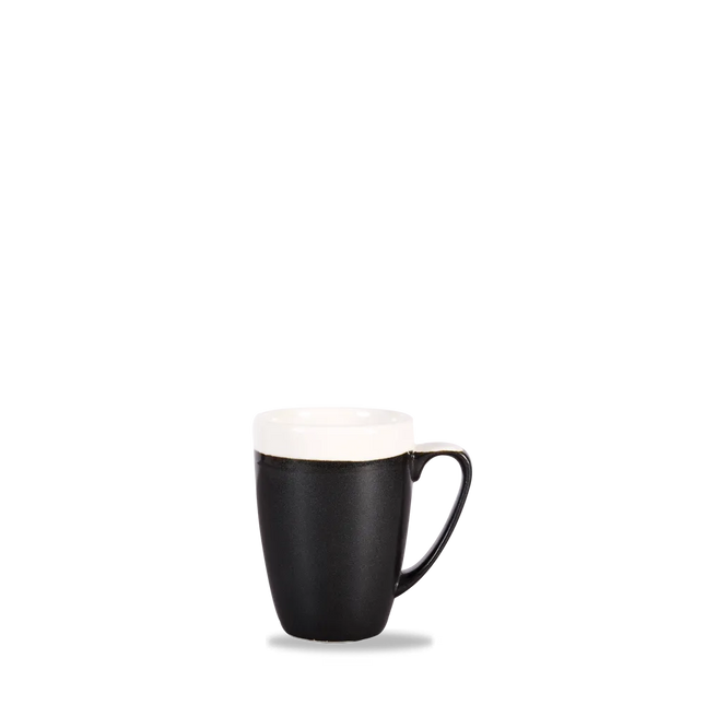 Churchill Monochrome Onyx Black mok 355 ml – zwarte porseleinen koffiemok voor restaurants
