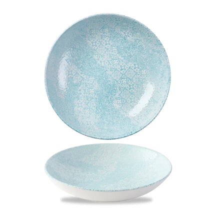 Churchill Med Tiles Aquamarine coupekom Ø 18,2 cm – randloze gespikkelde kom voor bijgerechten