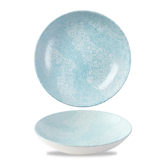 Churchill Med Tiles Aquamarine coupekom Ø 18,2 cm – randloze gespikkelde kom voor bijgerechten