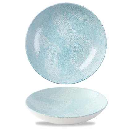 Churchill Med Tiles Aquamarine Evolve coupekom Ø 24,8 cm – randloze gespikkelde kom voor salades