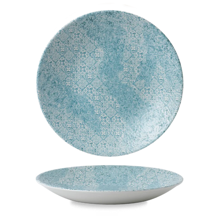 Churchill Aquamarine Med Tiles diep coupebord 28 cm – groot turquoise pastabord voor restaurants