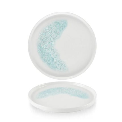Churchill Med Tiles Aquamarine bord met rand Ø 21 cm – turquoise patroonbord voor horeca