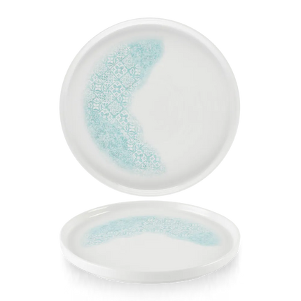 Churchill Med Tiles Aquamarine bord met rand Ø 26 cm – groot turquoise patroonbord voor restaurants