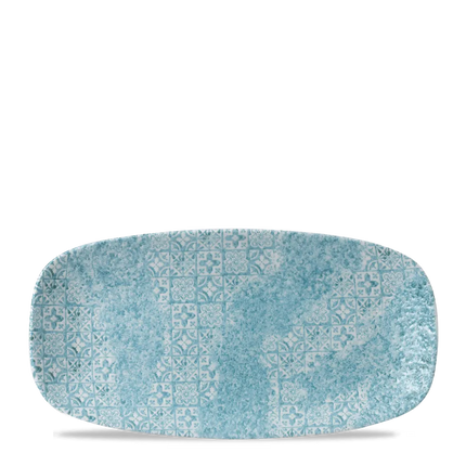 Churchill Aquamarine Med Tiles chef's langwerpig bord – turquoise serveerbord met tegelmotief