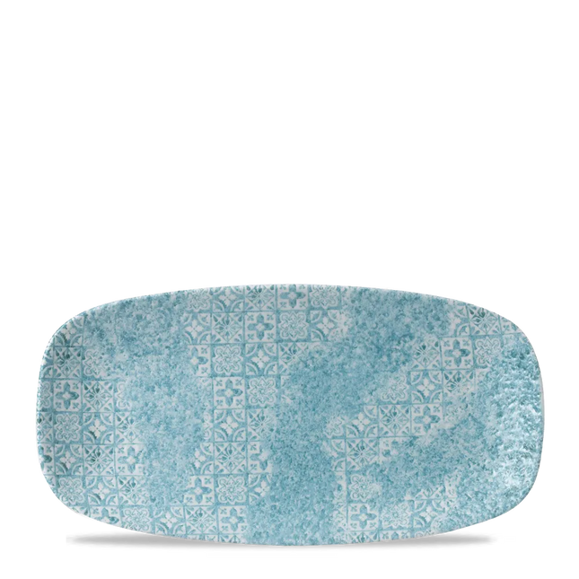 Churchill Aquamarine Med Tiles chef's langwerpig bord – turquoise serveerbord met tegelmotief