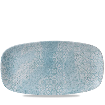 Churchill Aquamarine Med Tiles chef's langwerpig bord – groot turquoise serveerbord voor de horeca