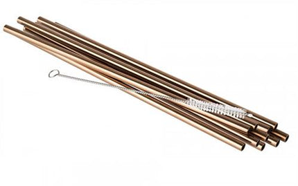 APS metalen rietjes koper 215 x 6 mm - herbruikbare rietjes met reinigingsborstel