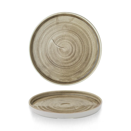 Churchill Stonecast Patina Antique Taupe bord met rand 21 cm – taupe bord voor restaurants