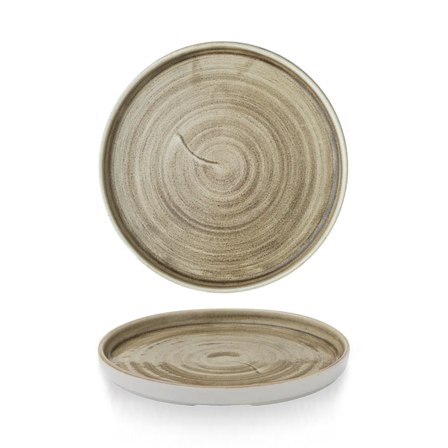 Churchill Stonecast Patina Antique Taupe bord met rand 21 cm – taupe bord voor restaurants