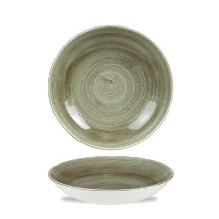 Churchill Stonecast Patina Green Evolve coupekom 18 cm – groene randloze kom voor restaurants