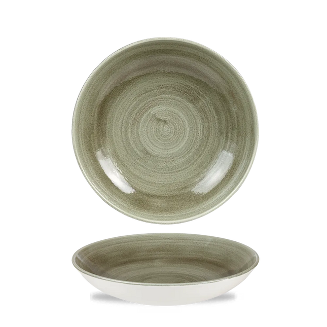 Churchill Stonecast Patina Green Evolve coupekom 18 cm – groene randloze kom voor restaurants