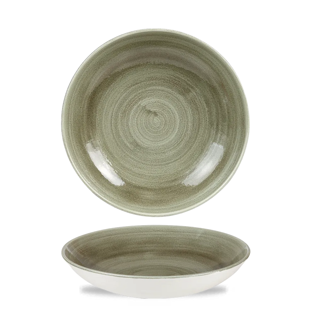 Churchill Stonecast Patina Green Evolve coupekom 25 cm – groene pastakom voor de horeca