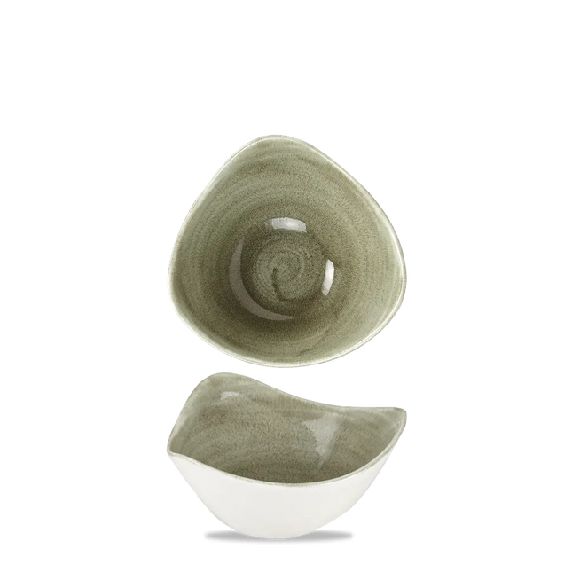 Stonecast Patina Burnished Green Triangular Bowl 15cm 12/box