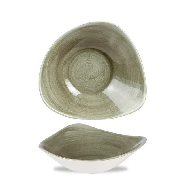 Churchill Stonecast Patina Burnished Green Lotus kom 24 cm – groene serveerkom voor de horeca