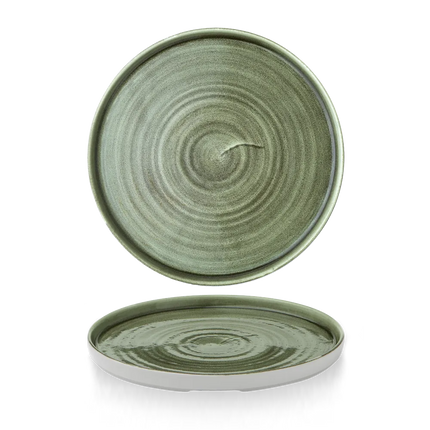 Churchill Stonecast Patina Burnished Green bord met rand 26 cm – groen dinerbord voor restaurants