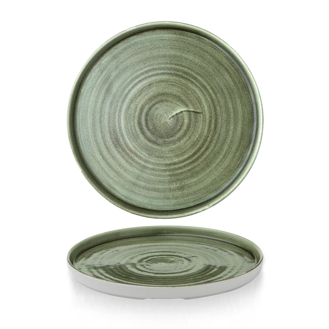 Churchill Stonecast Patina Burnished Green bord met rand 26 cm – groen dinerbord voor restaurants